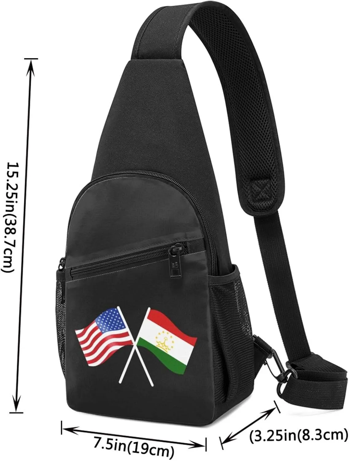 American And Tajikistan Flag Chest Pack Leisure Shoulder Crossbody Chest Bag