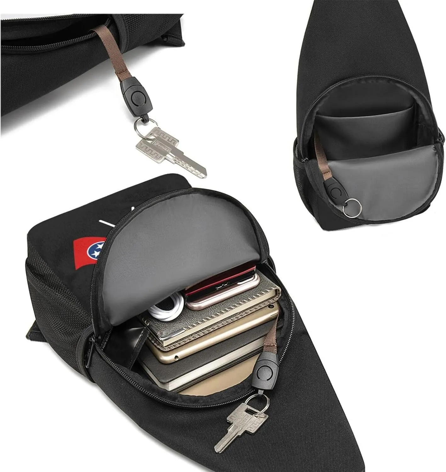 American And Tennessee Flag Chest Pack Leisure Shoulder Crossbody Chest Bag