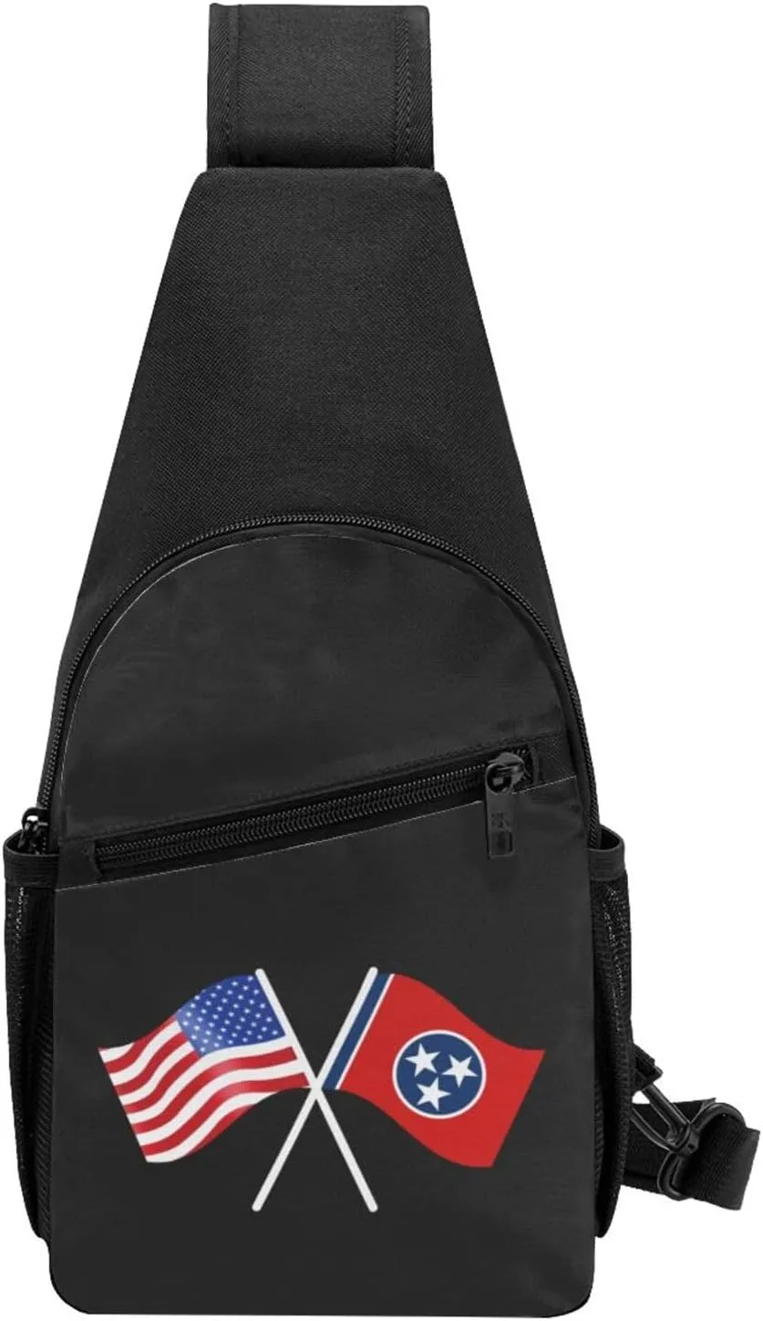American And Tennessee Flag Chest Pack Leisure Shoulder Crossbody Chest Bag