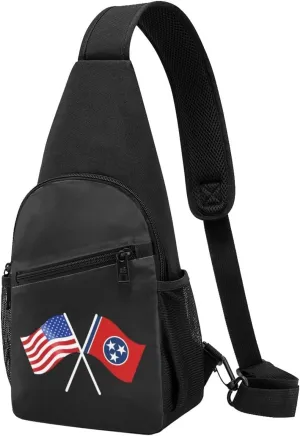 American And Tennessee Flag Chest Pack Leisure Shoulder Crossbody Chest Bag