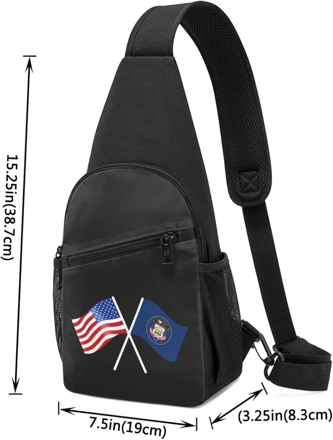 American And Utah Flag Chest Pack Leisure Shoulder Crossbody Chest Bag