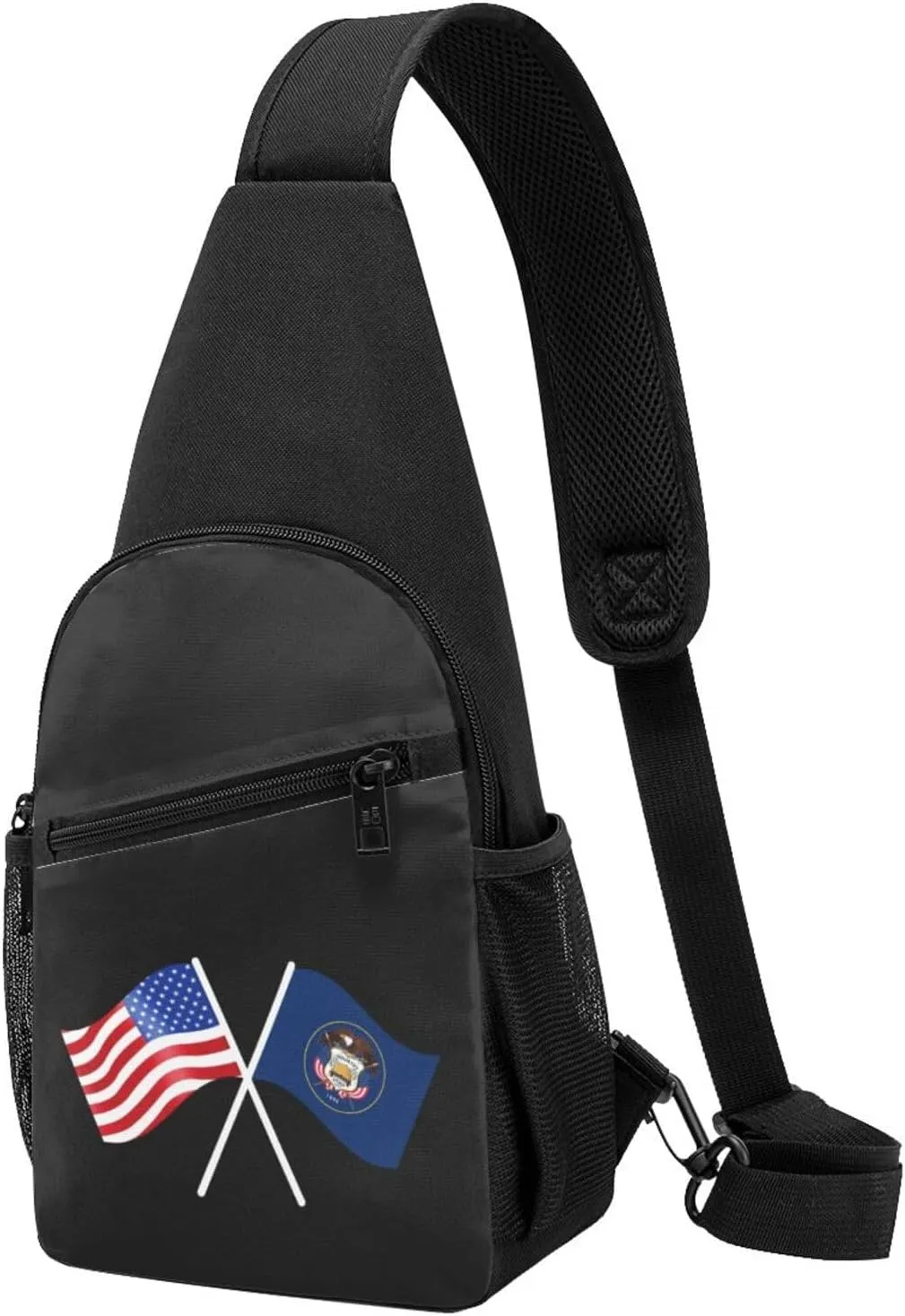 American And Utah Flag Chest Pack Leisure Shoulder Crossbody Chest Bag