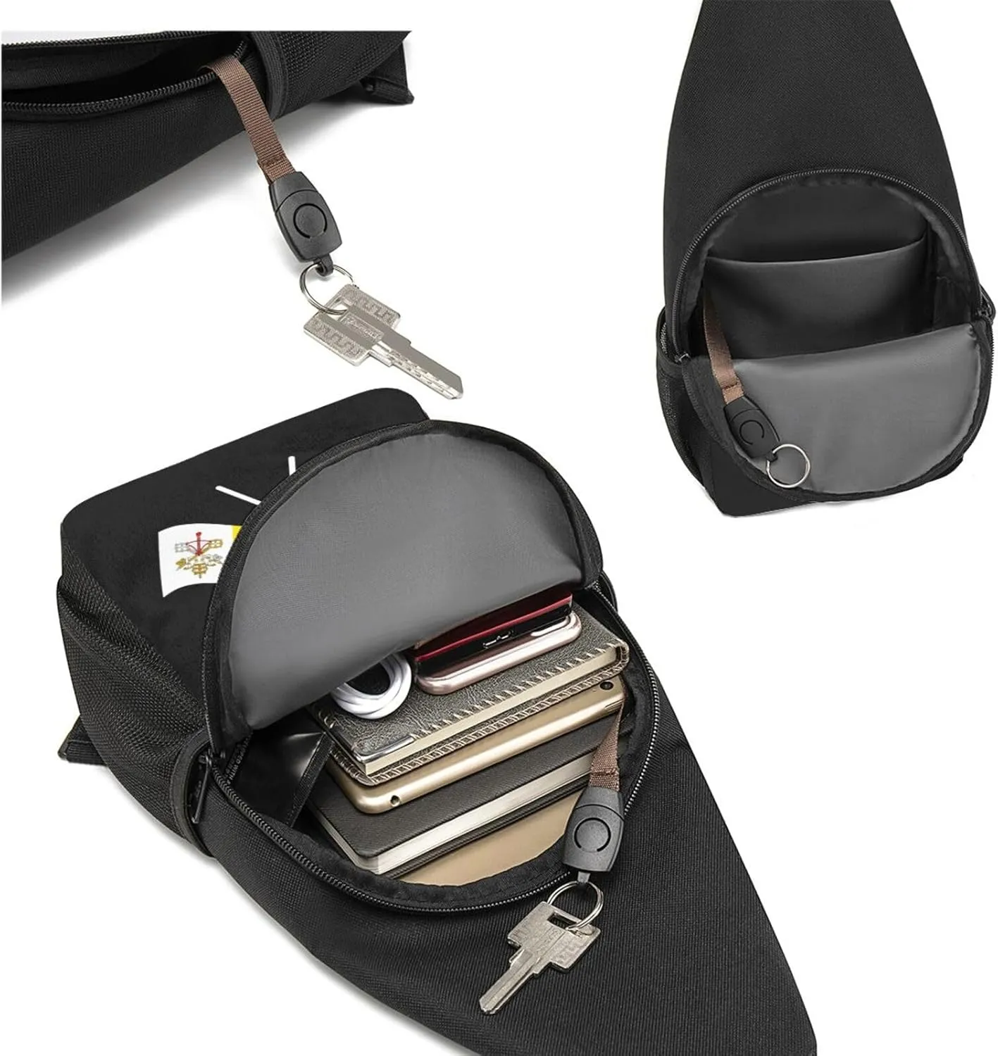 American And Vatican City Flag Chest Pack Leisure Shoulder Crossbody Chest Bag
