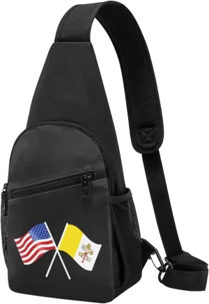 American And Vatican City Flag Chest Pack Leisure Shoulder Crossbody Chest Bag