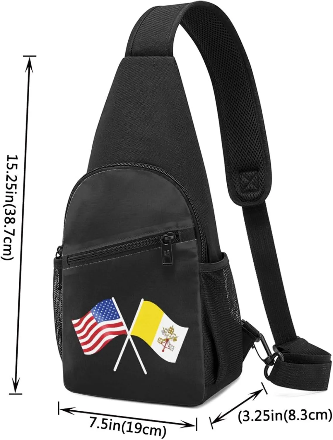 American And Vatican City Flag Chest Pack Leisure Shoulder Crossbody Chest Bag