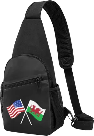 American And Wales Flag Chest Pack Leisure Shoulder Crossbody Chest Bag