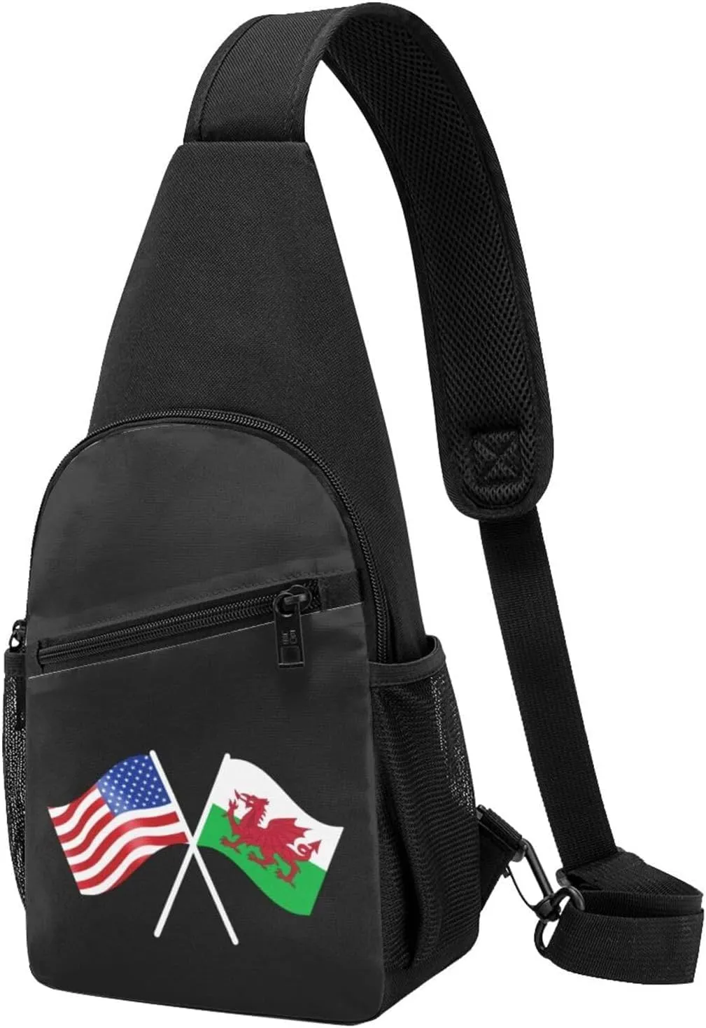 American And Wales Flag Chest Pack Leisure Shoulder Crossbody Chest Bag