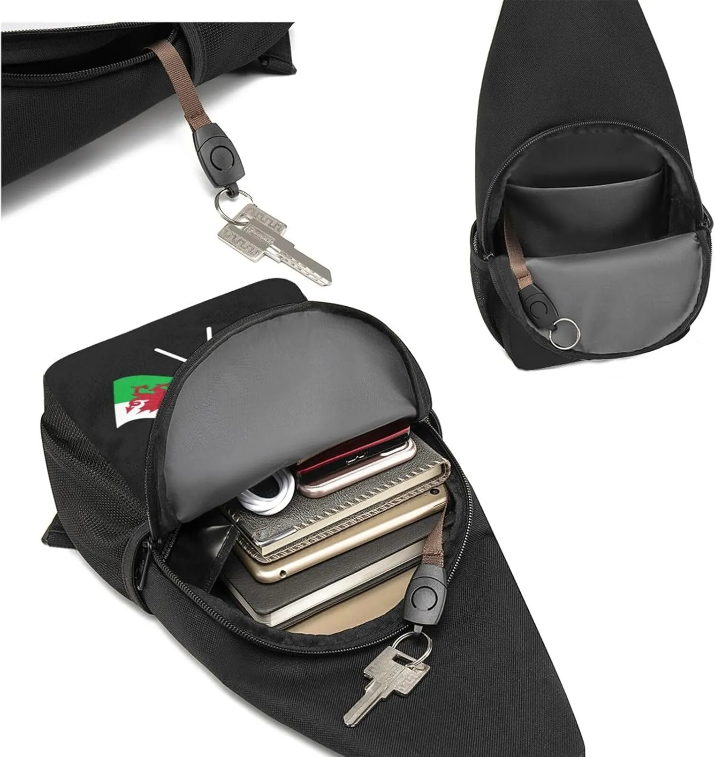 American And Wales Flag Chest Pack Leisure Shoulder Crossbody Chest Bag