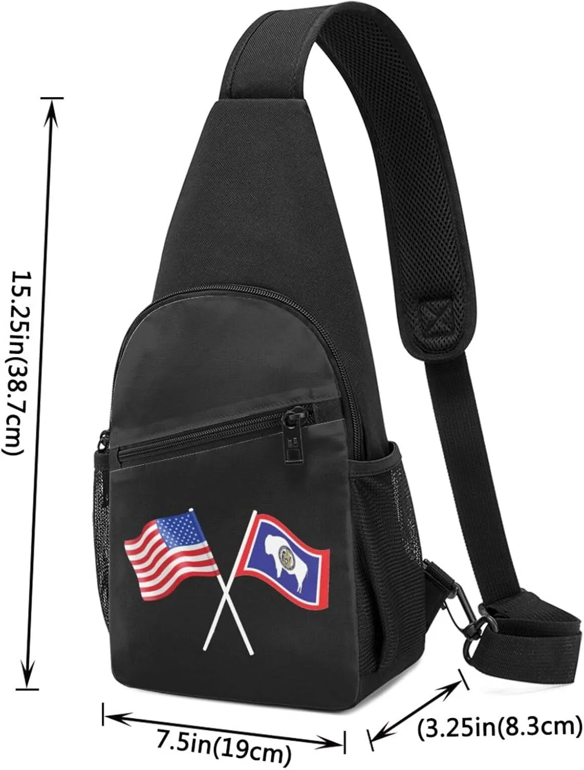 American And Wyoming Flag Chest Pack Leisure Shoulder Crossbody Chest Bag