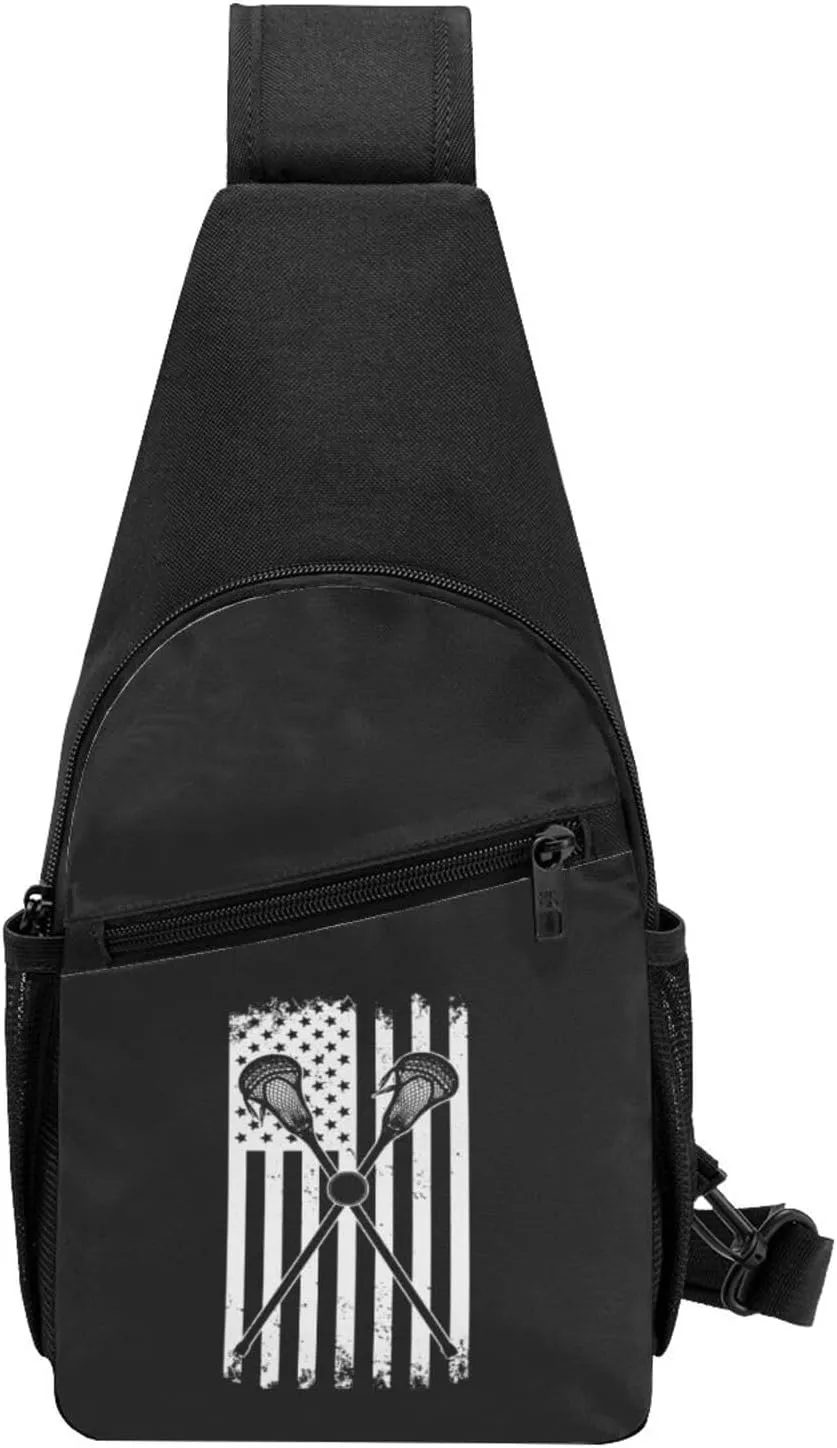 American Flag Lacrosse Chest Pack Leisure Shoulder Crossbody Chest Bag