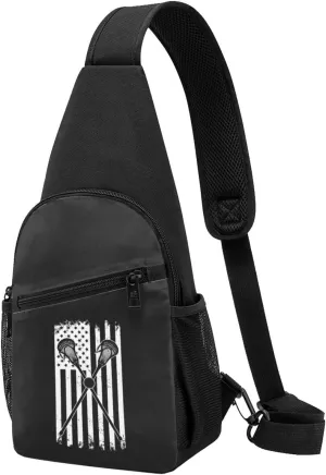 American Flag Lacrosse Chest Pack Leisure Shoulder Crossbody Chest Bag