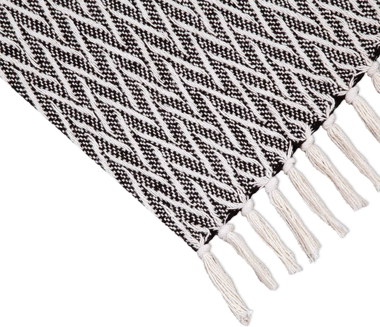 Americanflat 50x60 Throw Blanket - Soft and Breathable Cotton Throw Blanket for Couch, Bed, Chair - Decorative Blanket Perfect for Home, Office, or Outdoor Use - Chevron Black and Cream Blanket