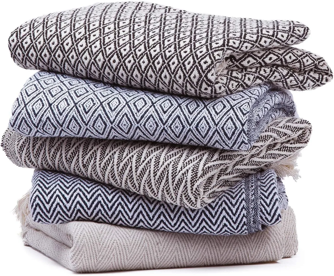 Americanflat 50x60 Throw Blanket - Soft and Breathable Cotton Throw Blanket for Couch, Bed, Chair - Decorative Blanket Perfect for Home, Office, or Outdoor Use - Chevron Black and Cream Blanket