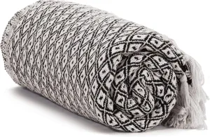 Americanflat 50x60 Throw Blanket - Soft and Breathable Cotton Throw Blanket for Couch, Bed, Chair - Decorative Blanket Perfect for Home, Office, or Outdoor Use - Mini Diamond Black and Cream Blanket