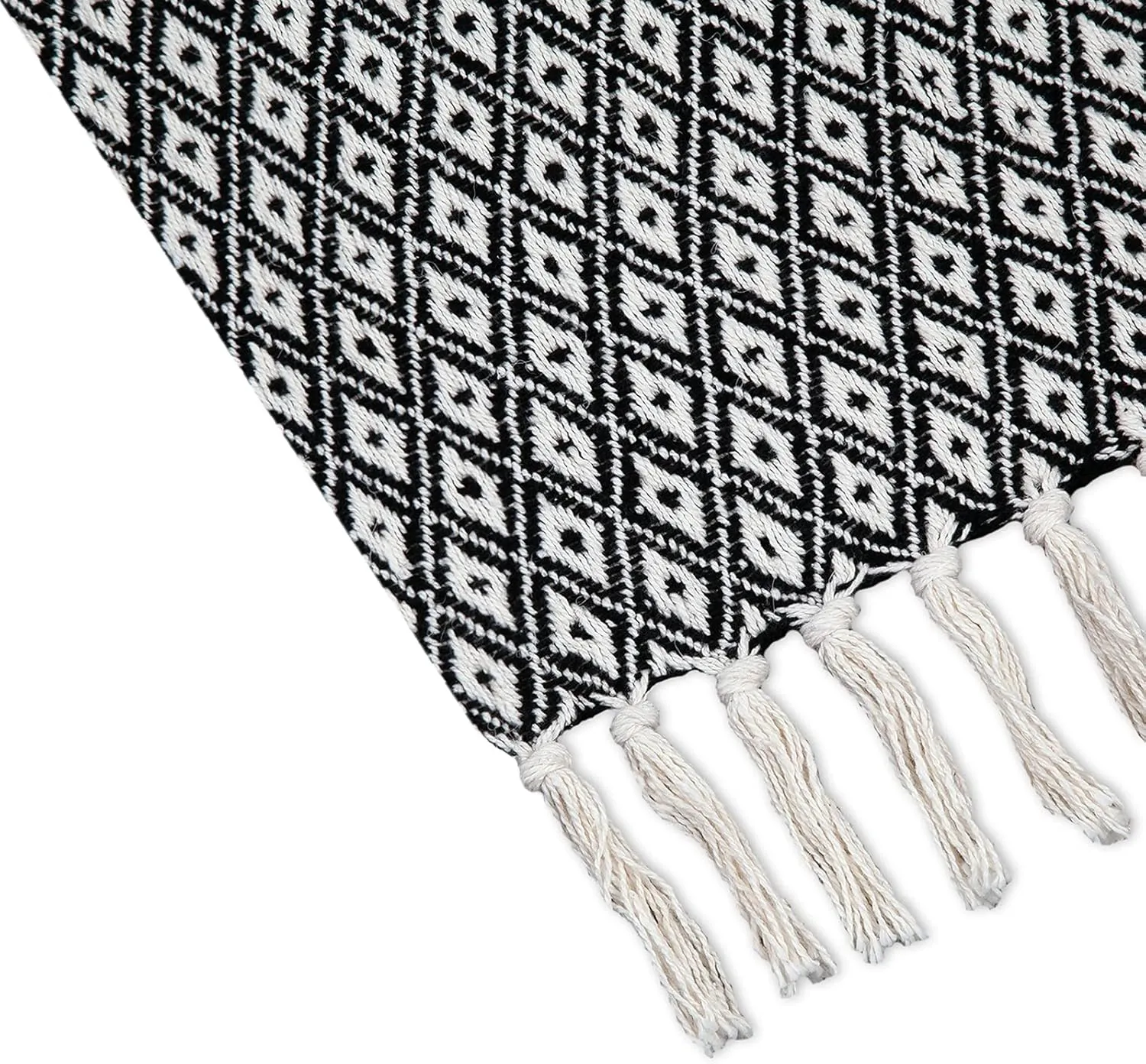 Americanflat 50x60 Throw Blanket - Soft and Breathable Cotton Throw Blanket for Couch, Bed, Chair - Decorative Blanket Perfect for Home, Office, or Outdoor Use - Mini Diamond Black and Cream Blanket