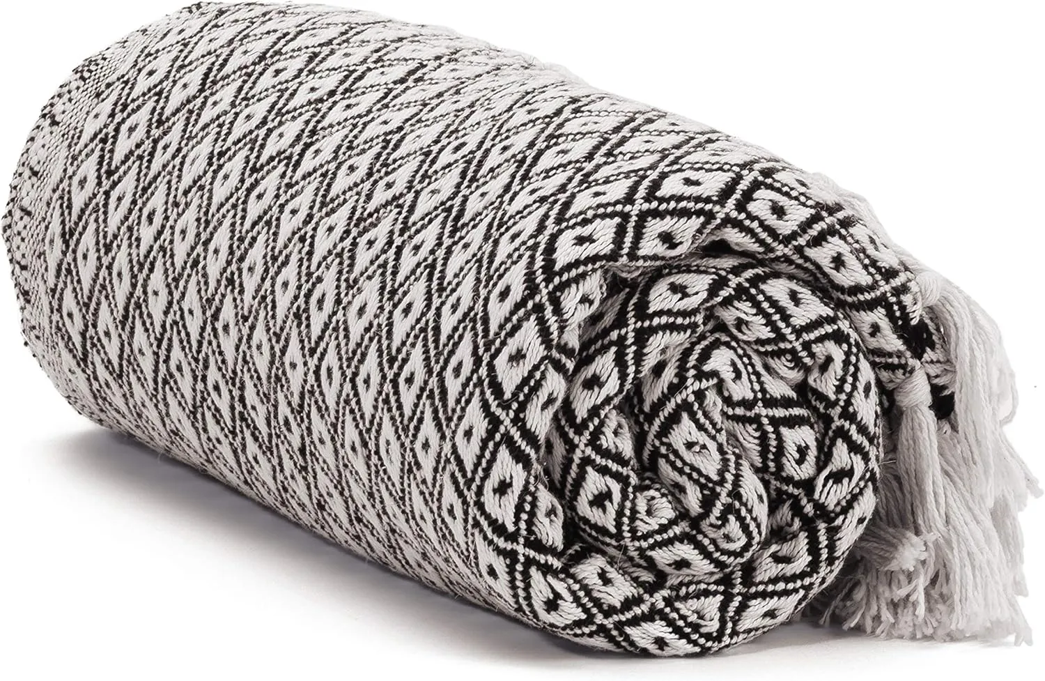 Americanflat 50x60 Throw Blanket - Soft and Breathable Cotton Throw Blanket for Couch, Bed, Chair - Decorative Blanket Perfect for Home, Office, or Outdoor Use - Mini Diamond Black and Cream Blanket