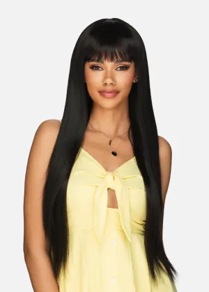 Amore Mio Hair Collection's AW-COSMOS, Long Straight EVERYDAY WIG with Fridged Bang, Color 1 Jet Black