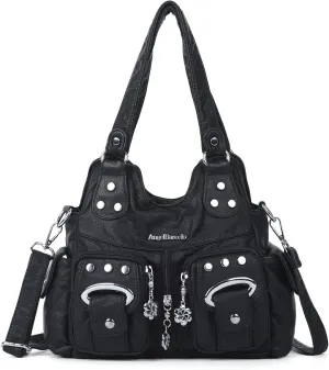 Angel Kiss Purses for Women Small Hobo Crossbody Bags Multi-Pocket Vegan Leather Hobo Handbags Tote Bag with Crossbody Strap