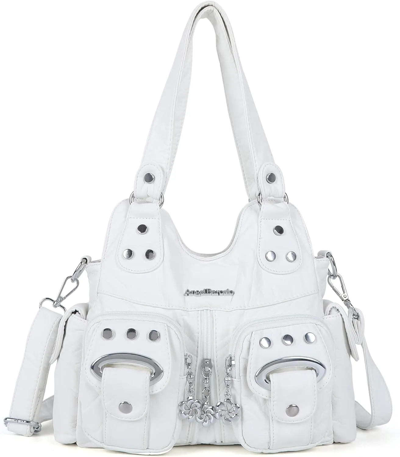 Angel Kiss Purses for Women Small Hobo Crossbody Bags Multi-Pocket Vegan Leather Hobo Handbags Tote Bag with Crossbody Strap
