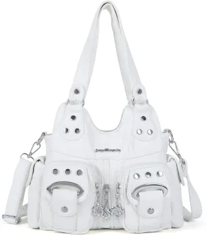Angel Kiss Purses for Women Small Hobo Crossbody Bags Multi-Pocket Vegan Leather Hobo Handbags Tote Bag with Crossbody Strap