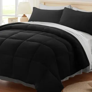 Anluoer King Size Bed in a Bag 7 Pieces, Black and Grey Bed Comforter Set with Sheets, All Season Bedding Sets with 1 Comforter,2 Pillow Shams,2 Pillowcases, 1 Flat Sheet, 1 Fitted Sheet