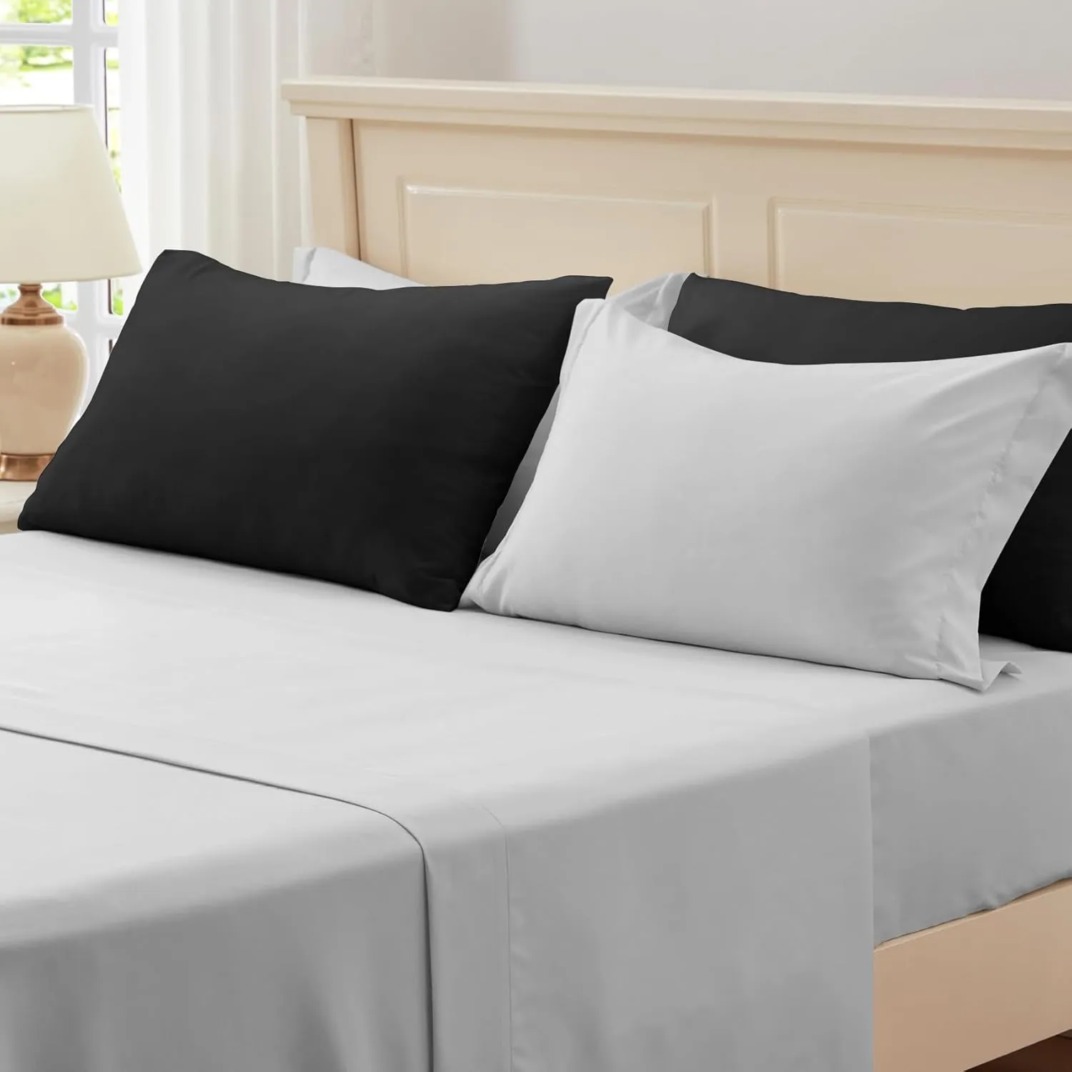 Anluoer King Size Bed in a Bag 7 Pieces, Black and Grey Bed Comforter Set with Sheets, All Season Bedding Sets with 1 Comforter,2 Pillow Shams,2 Pillowcases, 1 Flat Sheet, 1 Fitted Sheet