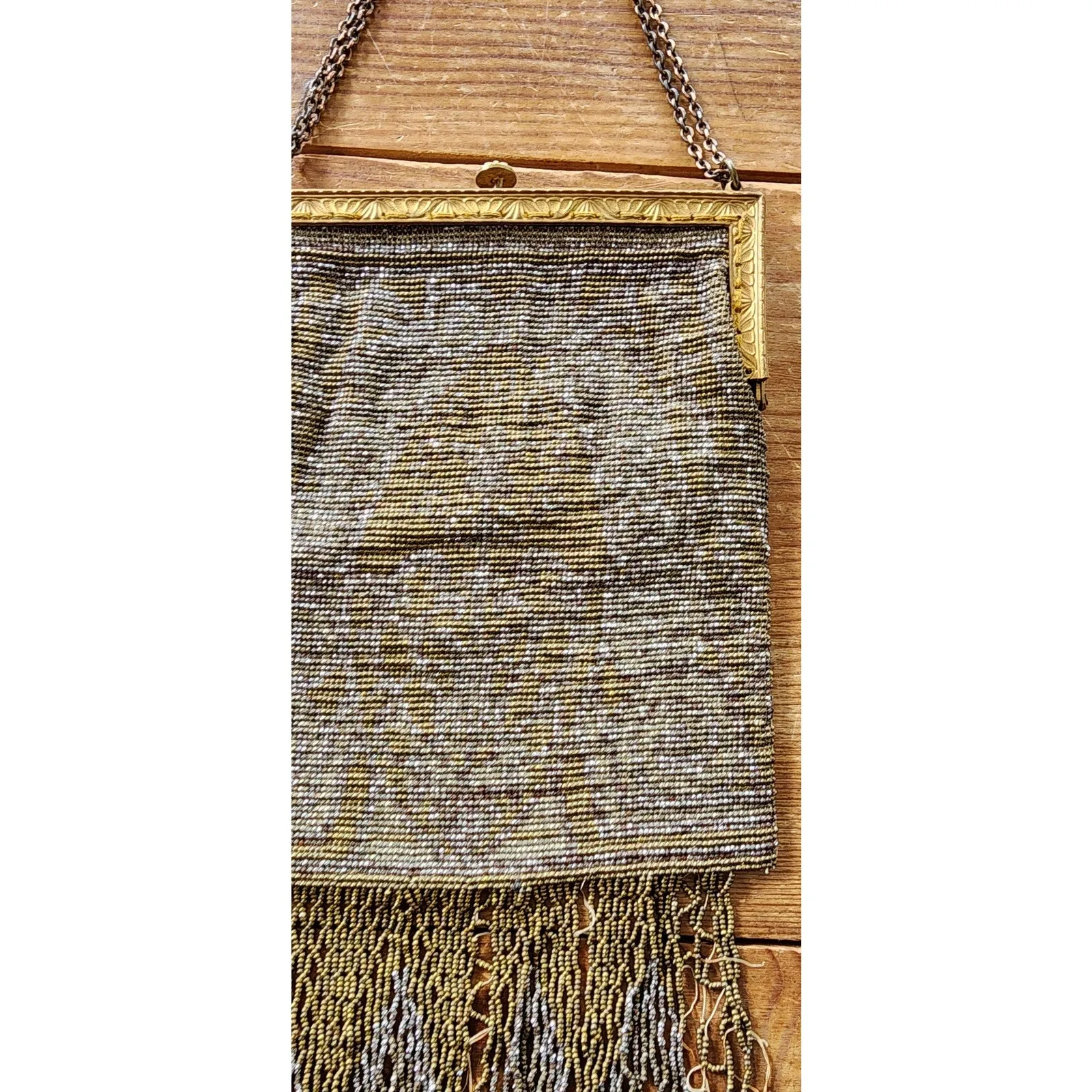 Antique Evening Bag Steel Beads Purse Art Nouveau France AS IS