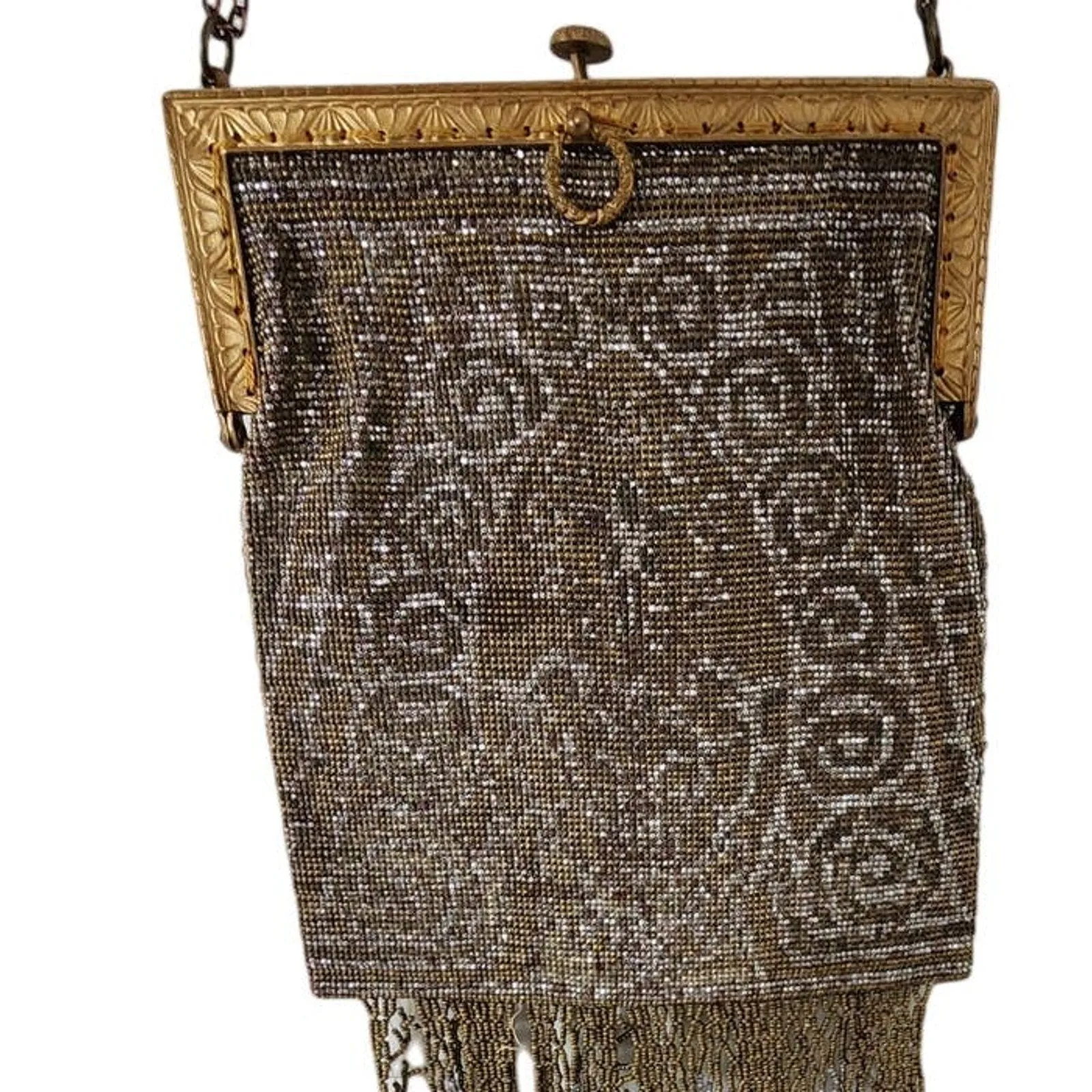 Antique Evening Bag Steel Beads Purse Art Nouveau France AS IS