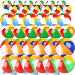 Aodaer 36 Pack Inflatable Beach Balls Rainbow Swimming Pool Balls 5 9 12 Inches Beach Pool Party Favors for Kids and Adults Summer Water Games Toys and Party Supplies