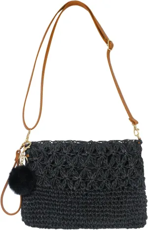 Aovtero Straw Crossbody Bags Women Summer Woven Shoulder Purse Beach Wristlet Zipper