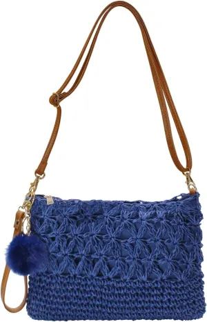 Aovtero Straw Crossbody Bags Women Summer Woven Shoulder Purse Beach Wristlet Zipper