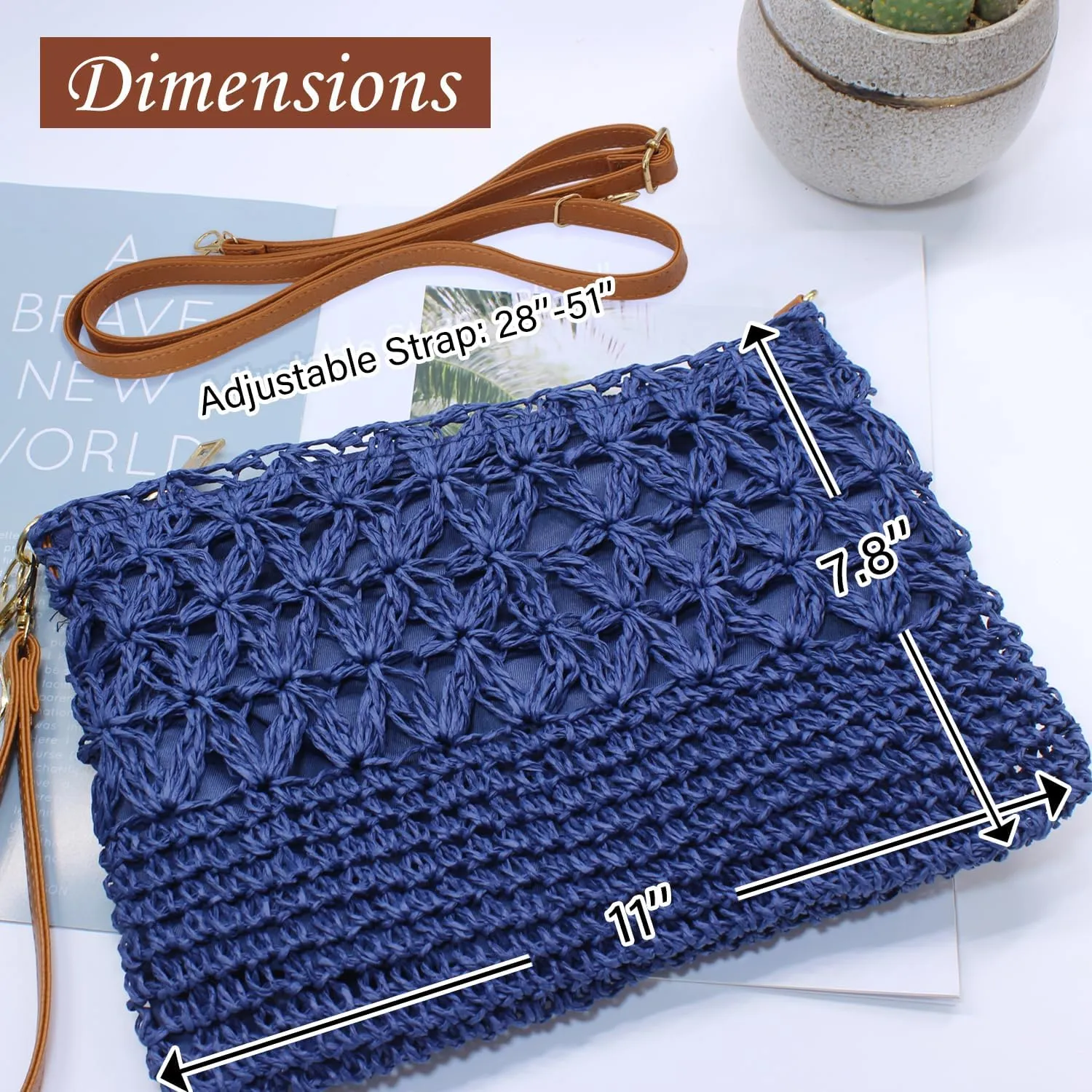 Aovtero Straw Crossbody Bags Women Summer Woven Shoulder Purse Beach Wristlet Zipper