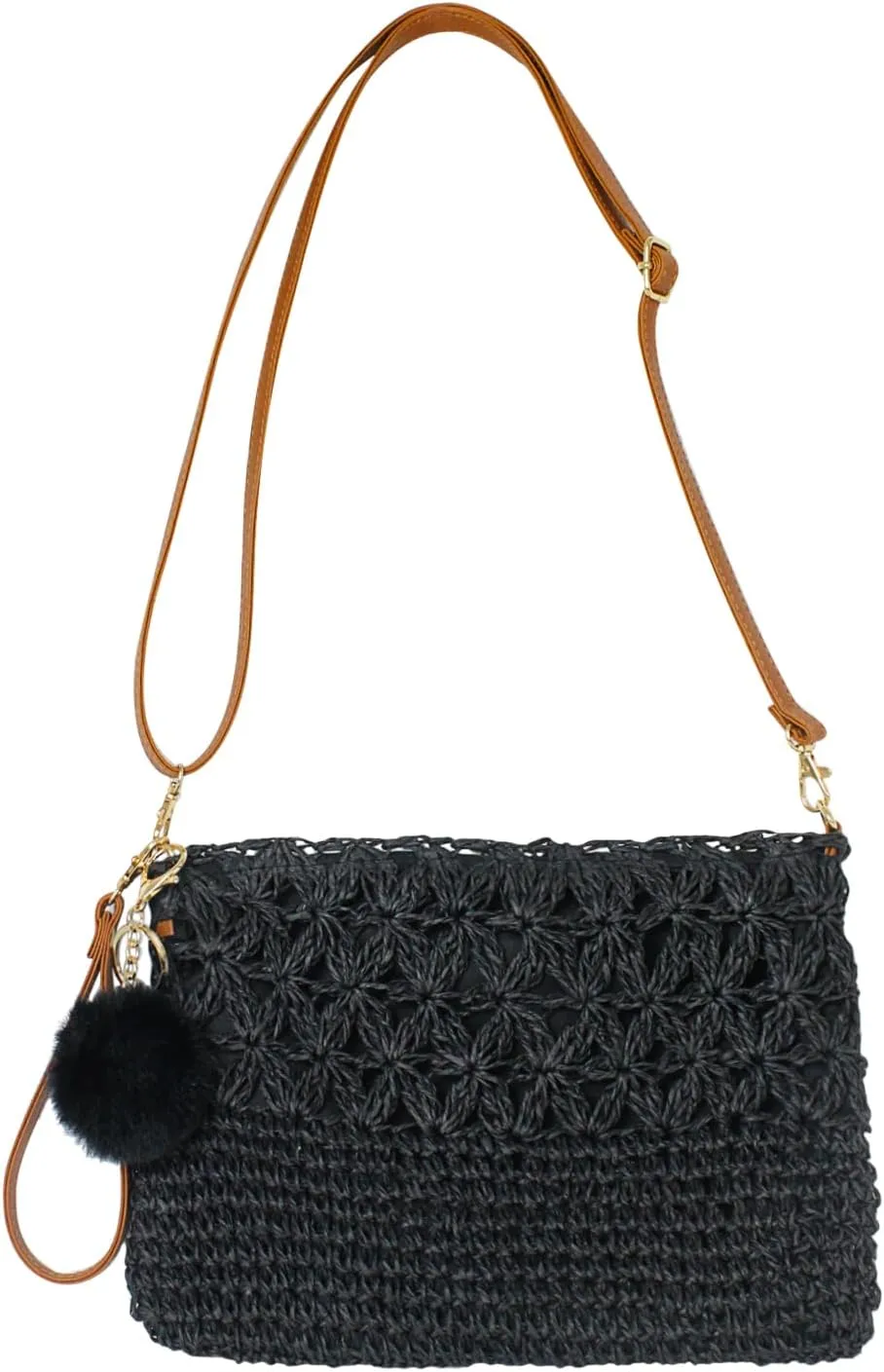 Aovtero Straw Crossbody Bags Women Summer Woven Shoulder Purse Beach Wristlet Zipper