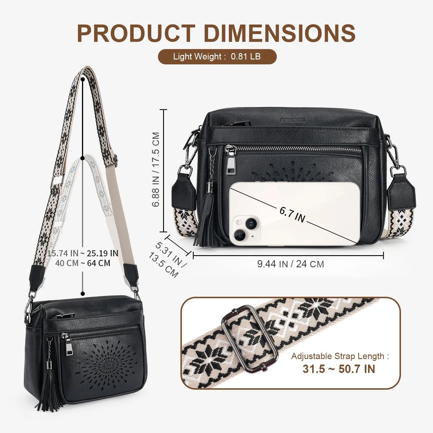 APHISON Crossbody Purse for Women，Small Crossbody Bags Trendy Vegan Leather Shoulder bag with Adjustable Strap and Tassel