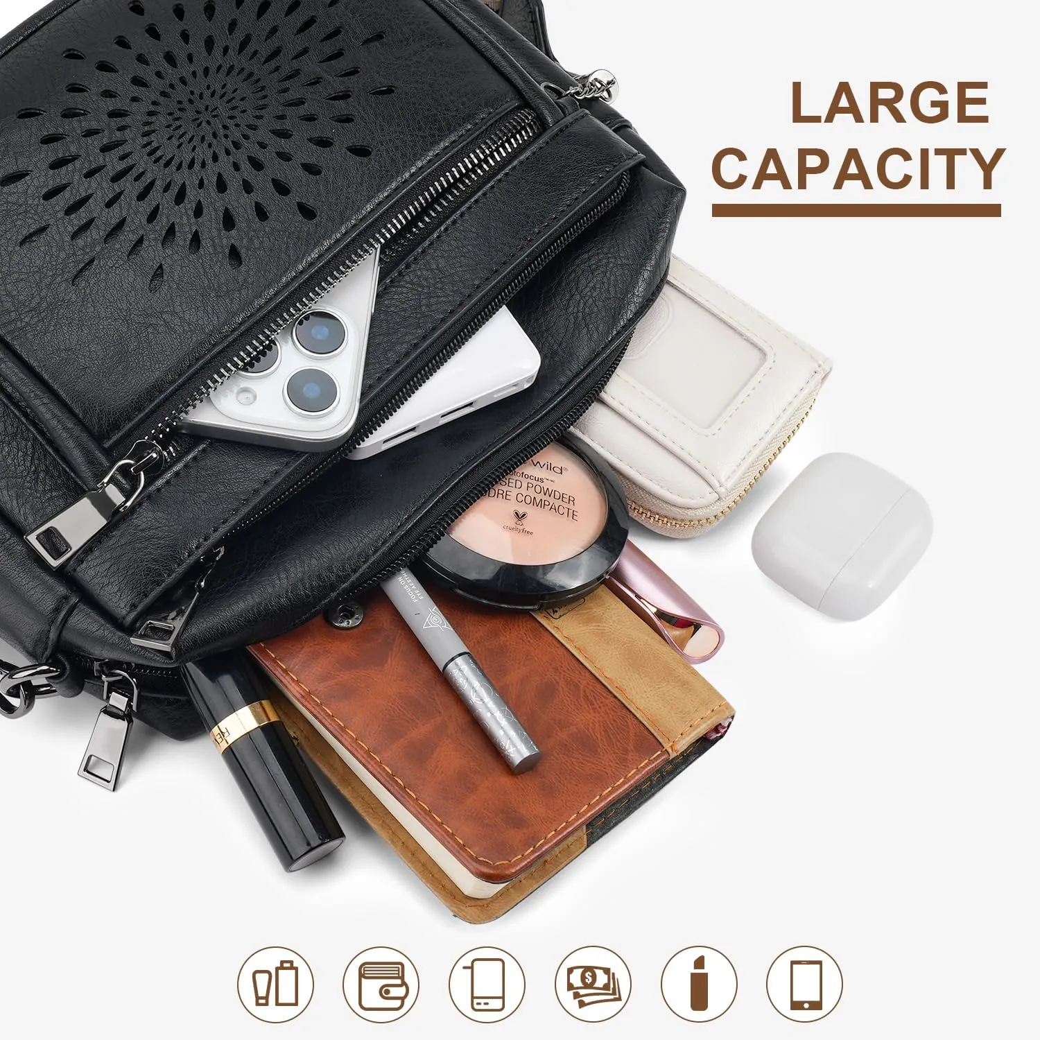 APHISON Crossbody Purse for Women，Small Crossbody Bags Trendy Vegan Leather Shoulder bag with Adjustable Strap and Tassel
