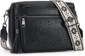 APHISON Crossbody Purse for Women，Small Crossbody Bags Trendy Vegan Leather Shoulder bag with Adjustable Strap and Tassel
