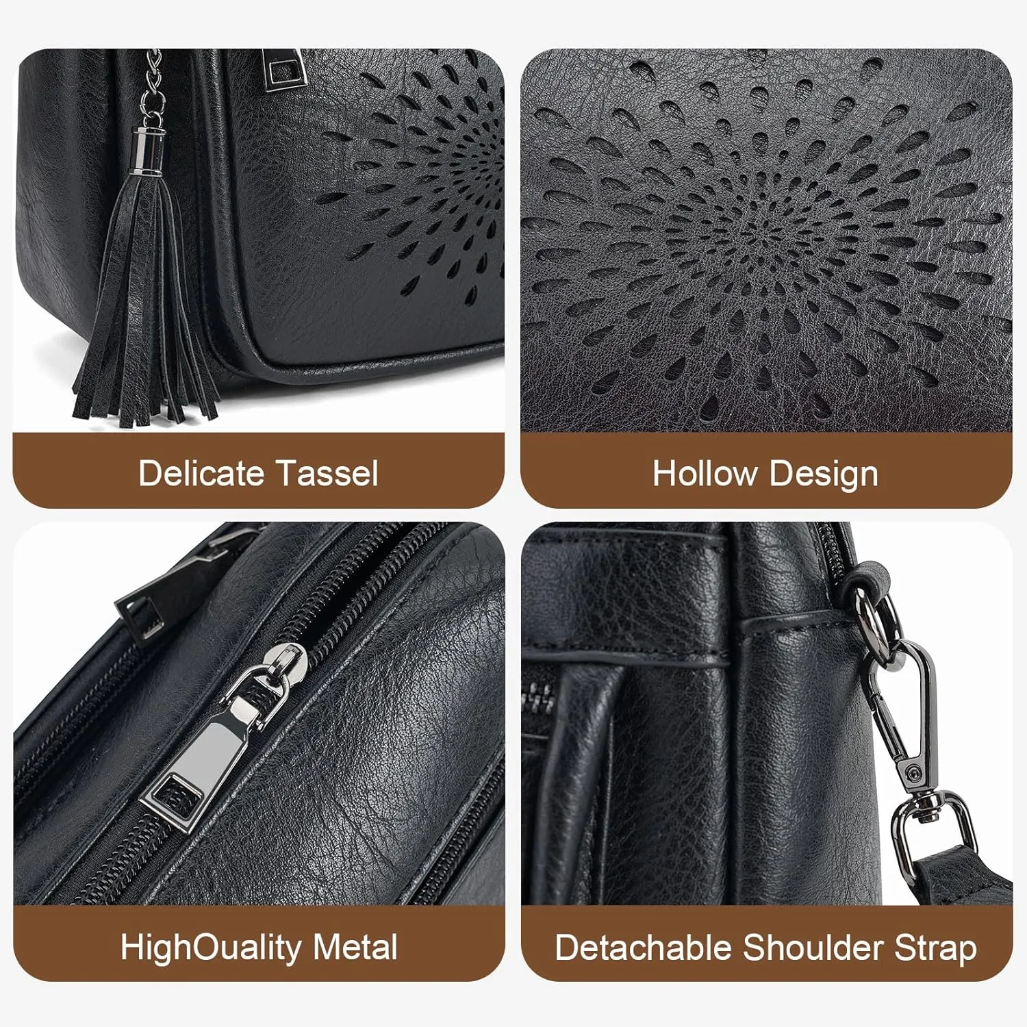 APHISON Crossbody Purse for Women，Small Crossbody Bags Trendy Vegan Leather Shoulder bag with Adjustable Strap and Tassel