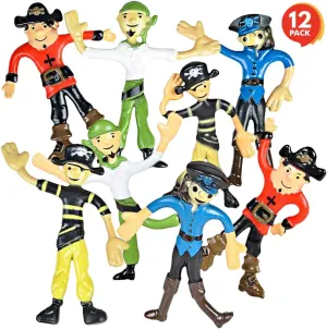 ArtCreativity Bendable Pirate Figures, Set of 12 Flexible Men, Birthday Party Favors for Boys & Girls, Stress Relief Fidget Toys for Kids and Adults, Goody Bag Stuffers, Piñata Fillers