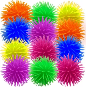 ArtCreativity Light Up Spiky Puffer Stress Relief Balls, Pack of 12, Soft Squeeze Fidget Toys for Kids and Adults, Calming Squeezy Sensory Balls for Autistic Children, Birthday Party Favors