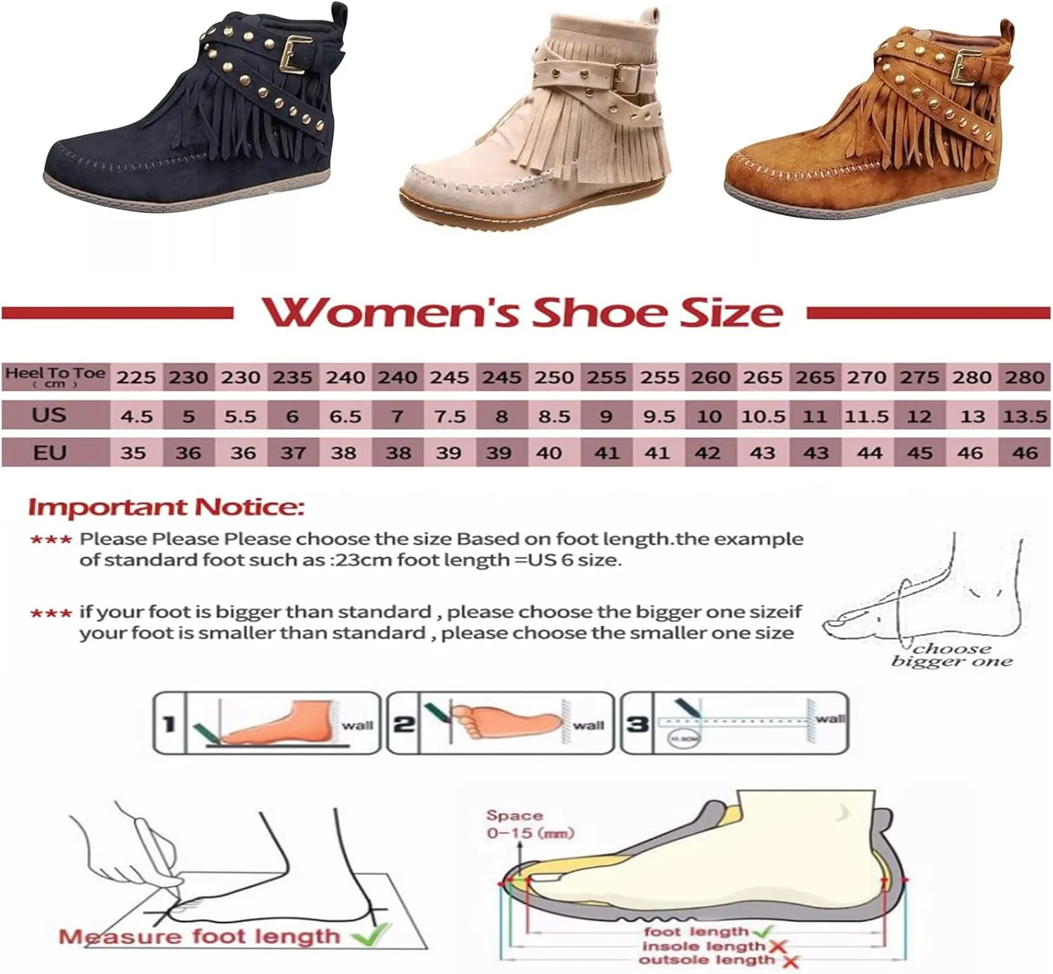 AUNTHUI Sursell Women's Suede Fringe Ankle Boots Round Toe Flats,Winter Warm Fashionable Western Outdoor Short Boots with Zipper