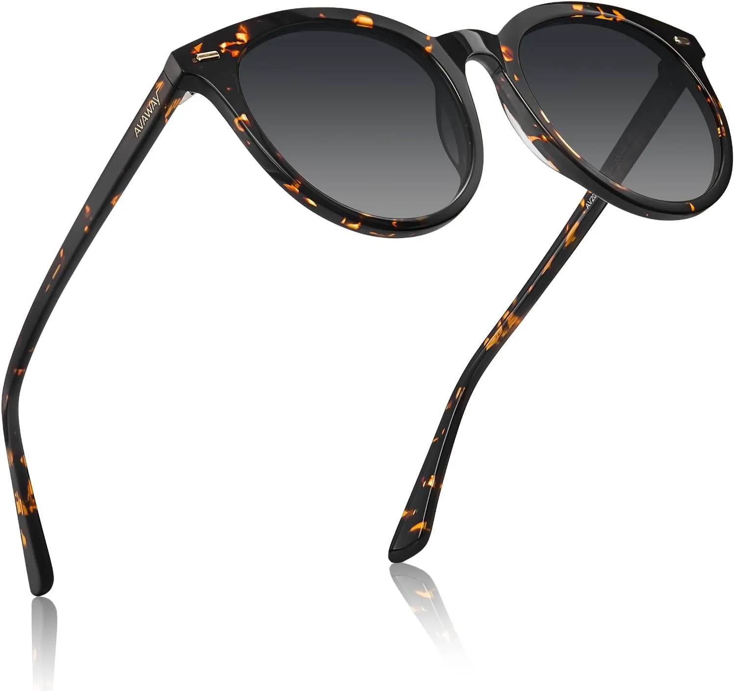AVAWAY Round Acetate Polarized Sunglasses for Women Mens Medium Face Sun Glasses, UV Protection Dark Shades for Outdoor