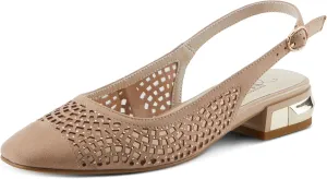 Azura Women's TIFFANIED Microsuede Buckle Slingback Shoes – Crystal-Encrusted Cutouts, Leather Footbed, and Mirror-Effect Heel