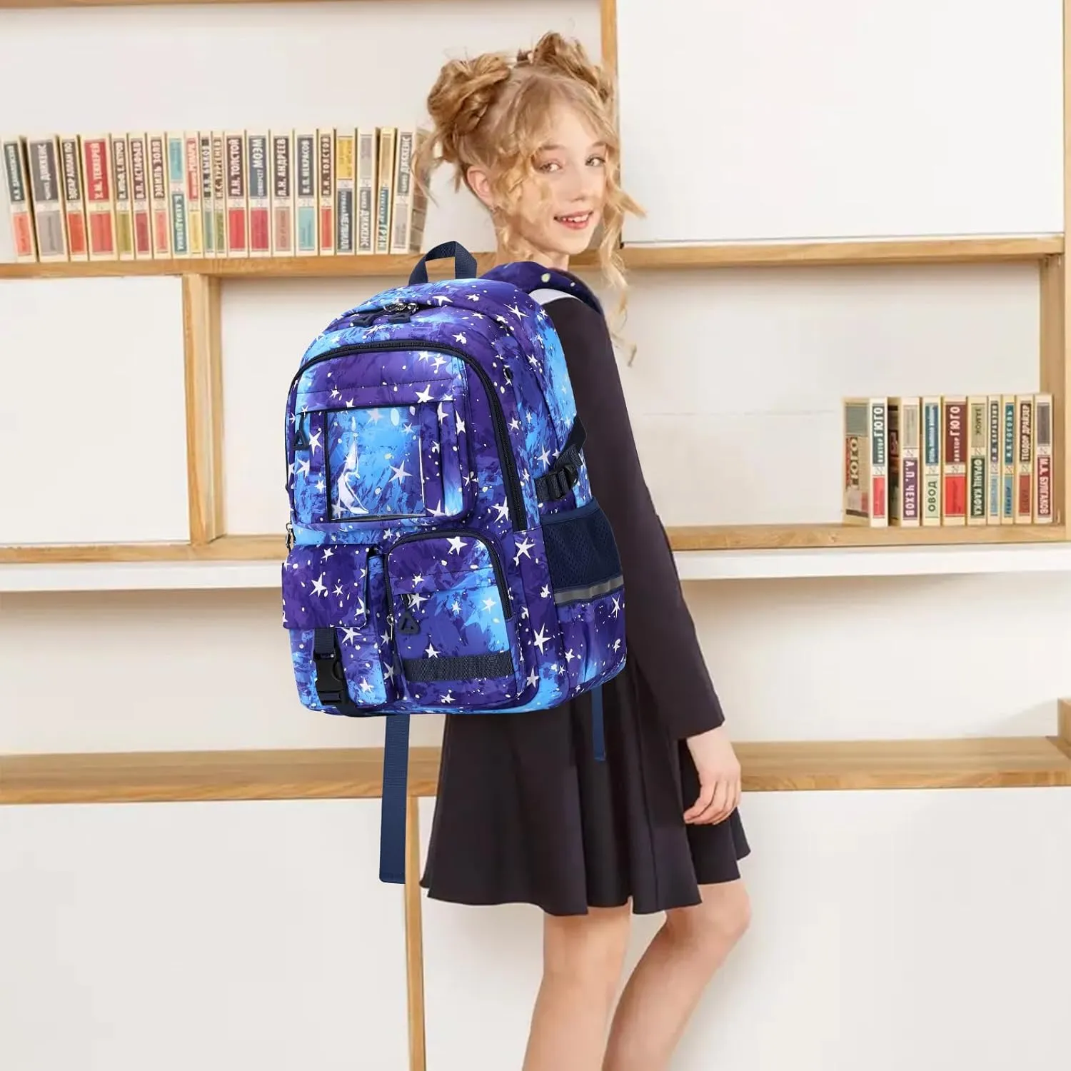 Backpack for Girls 3pcs Set Kids Backpack with Lunch Box Students Kawaii Book Bag for Elementary Primary Middle School Bags - Ita Backpack - Galaxy