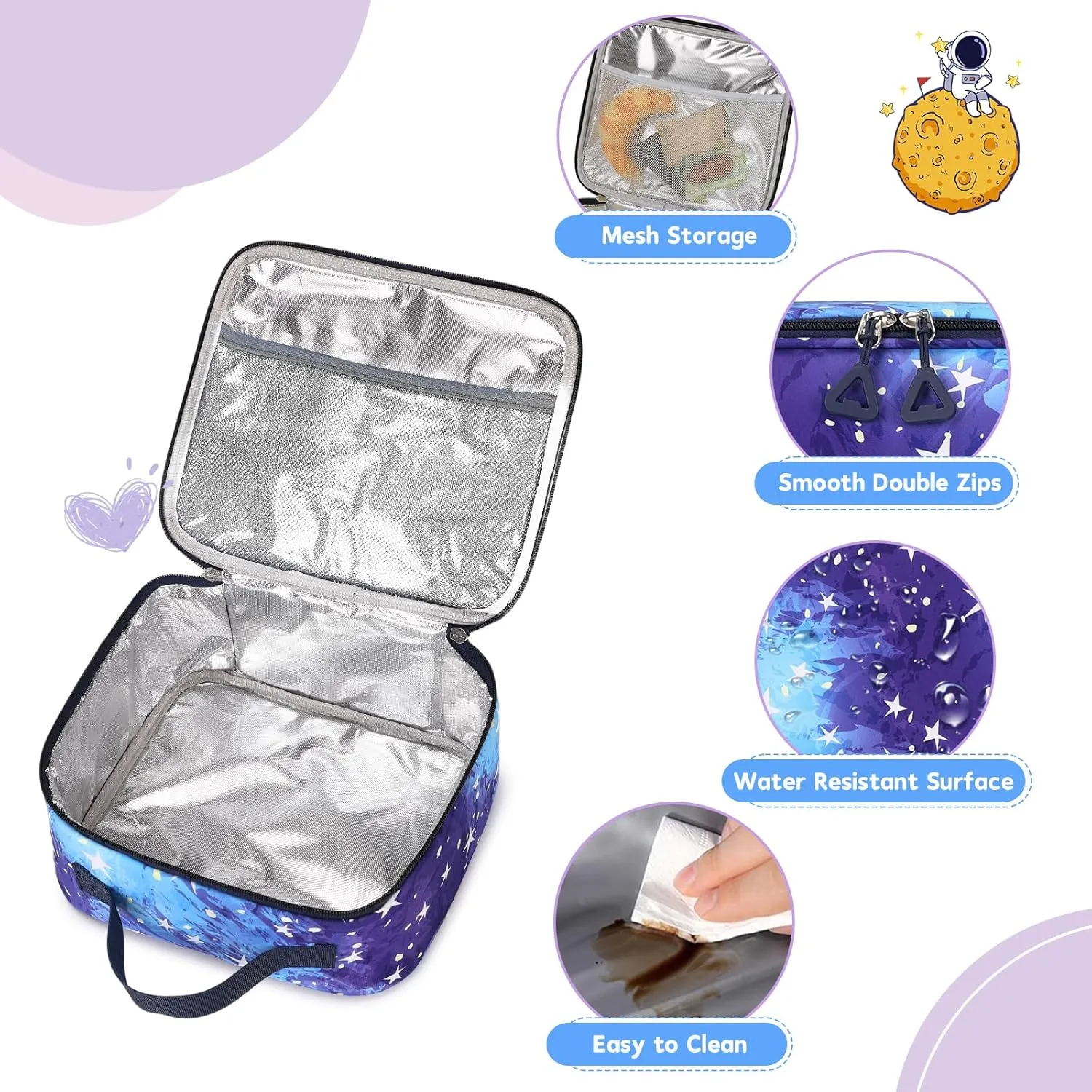 Backpack for Girls 3pcs Set Kids Backpack with Lunch Box Students Kawaii Book Bag for Elementary Primary Middle School Bags - Ita Backpack - Galaxy