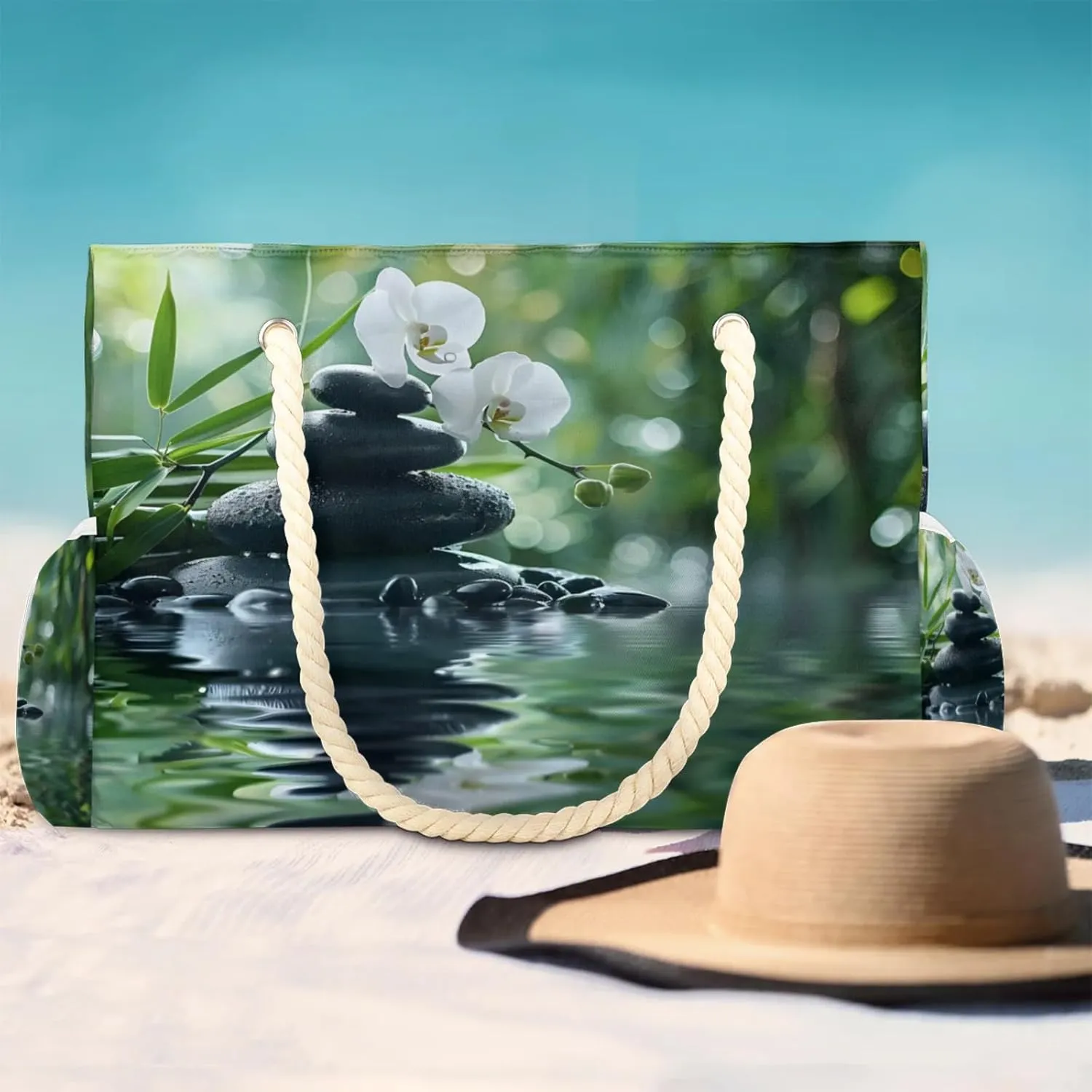 Beach Bags for Women Waterproof Sandproof Large Beach Tote Bag with Zipper Swim Pool Bag for Travel Outdoor