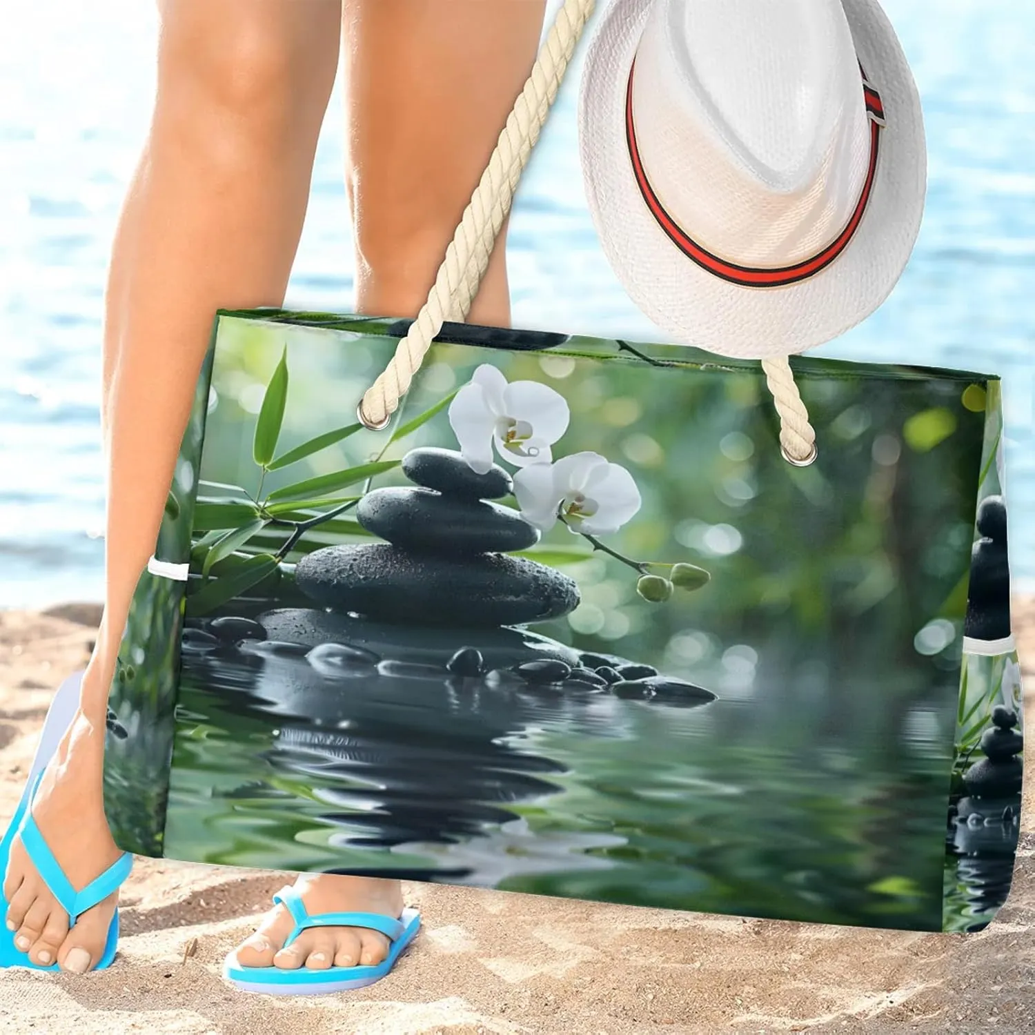 Beach Bags for Women Waterproof Sandproof Large Beach Tote Bag with Zipper Swim Pool Bag for Travel Outdoor