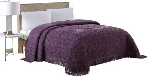 Beatrice Home Fashions Medallion Chenille Bedspread, Full, Eggplant