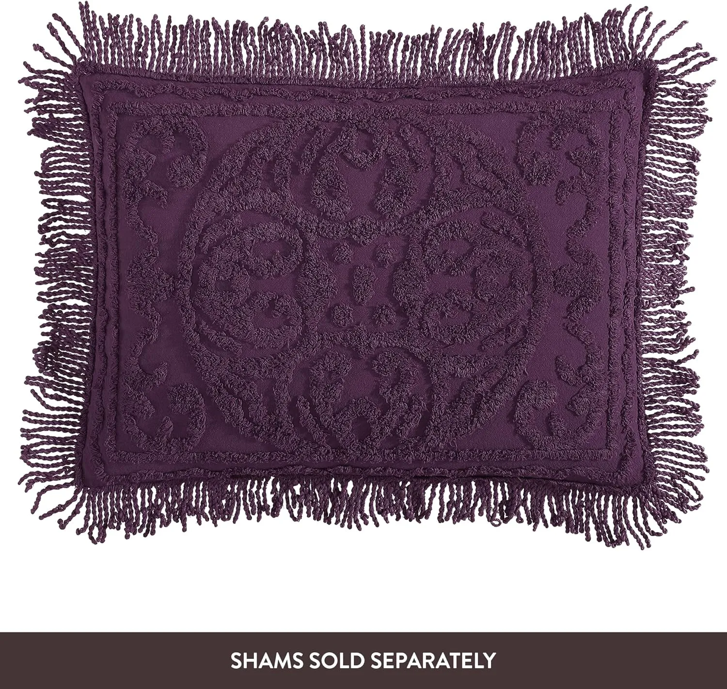 Beatrice Home Fashions Medallion Chenille Bedspread, Full, Eggplant