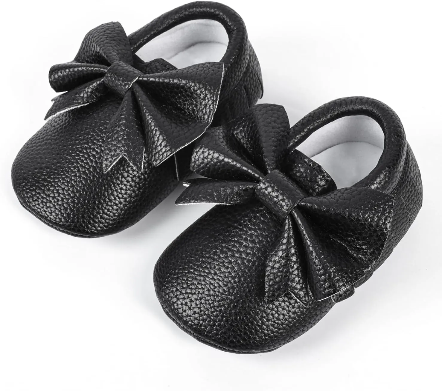 Bebila Double Bow Fringe Baby Moccasins - Soft Sole Baby Shoes Girls Toddler Crib Flats