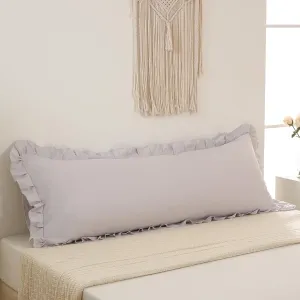 Beige Gray Body Pillow Cover 20x54inches Long Pillowcase Ruffled Pillowcases Shabby Chic Ruffled Fringe Decor Body Ruffled Pillow Sham Cute Pillowcase (1 Body, Beige Gray)